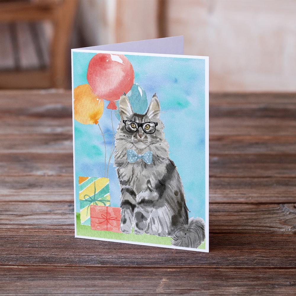 Buy this Maine Coon Happy Birthday Greeting Cards and Envelopes Pack of 8