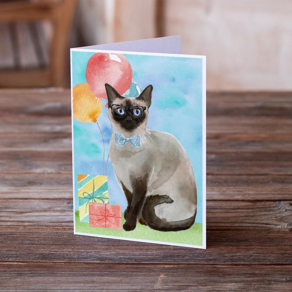 Siamese Happy Birthday Greeting Cards and Envelopes Pack of 8 - the-store.com