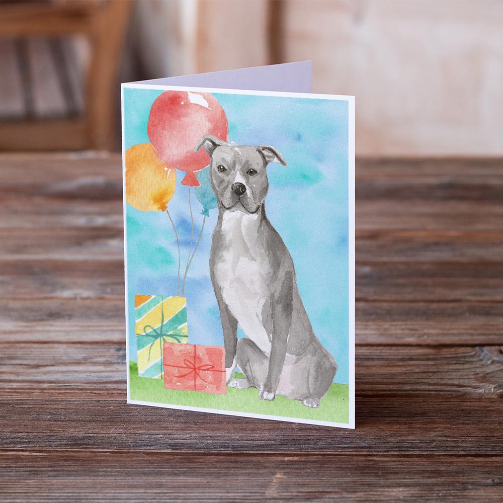 Happy Birthday Staffordshire Bull Terrier Greeting Cards and Envelopes Pack of 8 - the-store.com