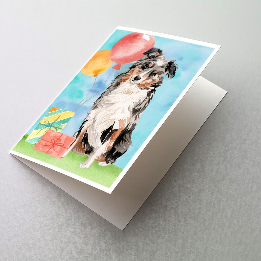 Buy this Happy Birthday Australian Shepherd Greeting Cards and Envelopes Pack of 8