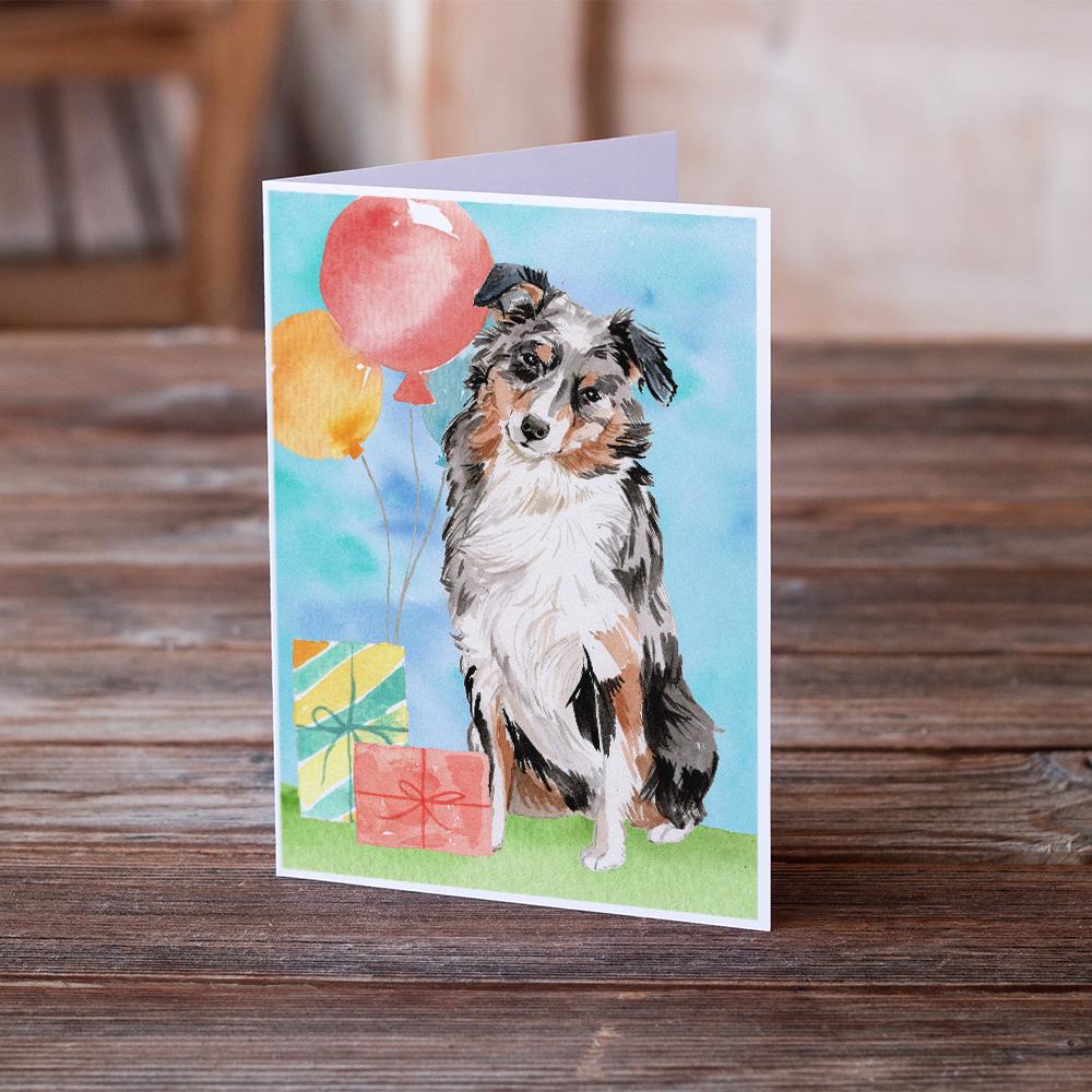 Happy Birthday Australian Shepherd Greeting Cards and Envelopes Pack of 8 - the-store.com