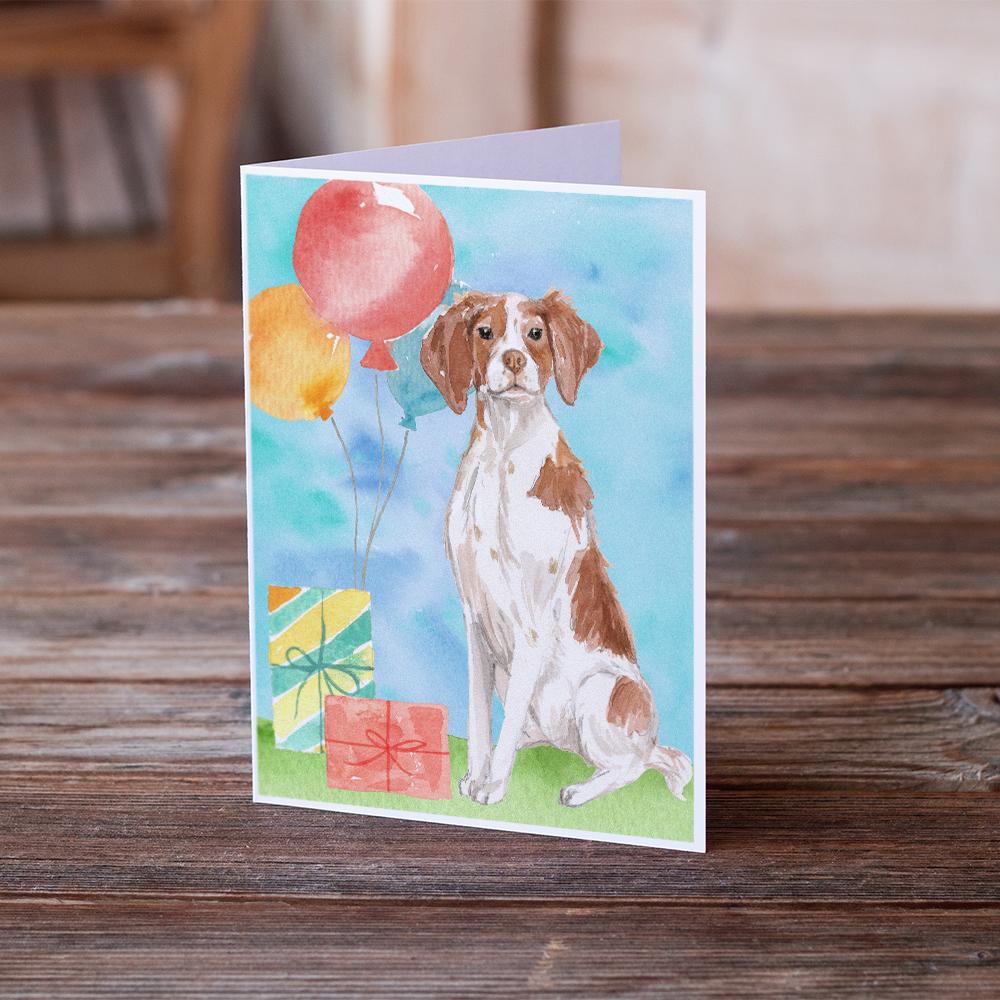 Buy this Happy Birthday Brittany Spaniel Greeting Cards and Envelopes Pack of 8