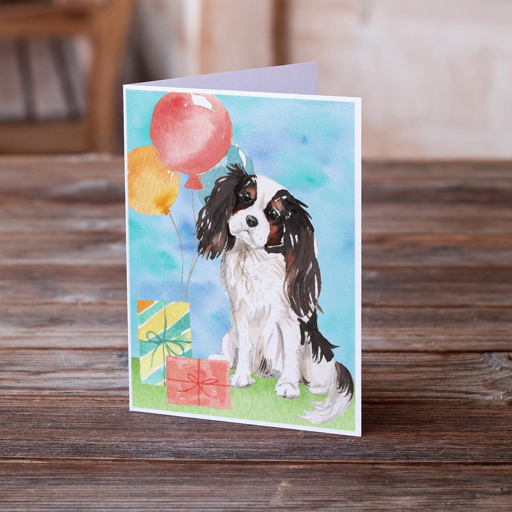 Happy Birthday Tricolor Cavalier Spaniel Greeting Cards and Envelopes Pack of 8 - the-store.com