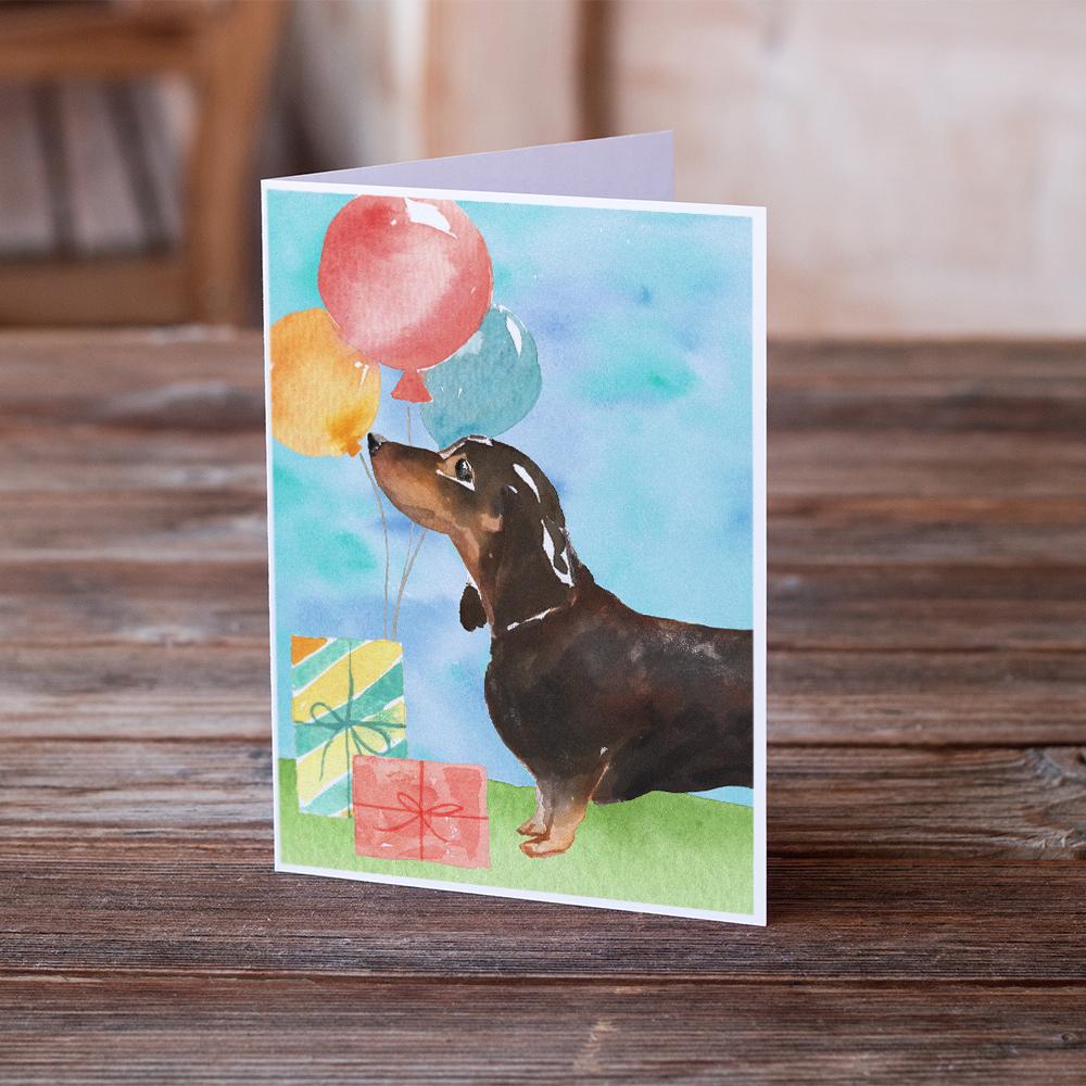 Happy Birthday Black and Tan Dachshund Greeting Cards and Envelopes Pack of 8 - the-store.com