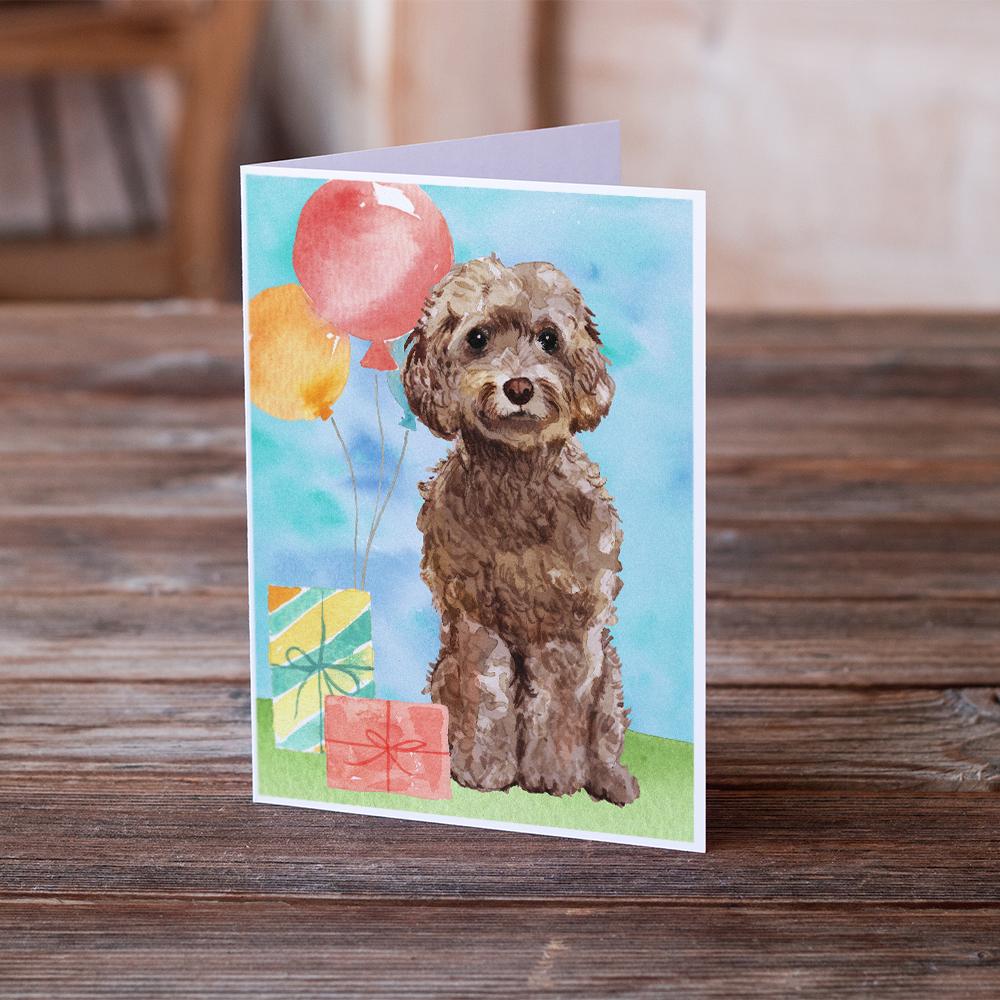 Happy Birthday Brown Cockapoo Greeting Cards and Envelopes Pack of 8 - the-store.com