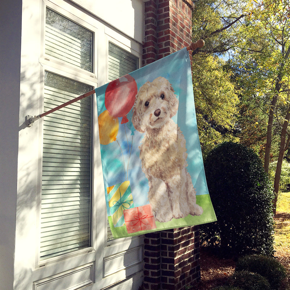 Happy Birthday Champagne Cockapoo Flag Canvas House Size CK3244CHF