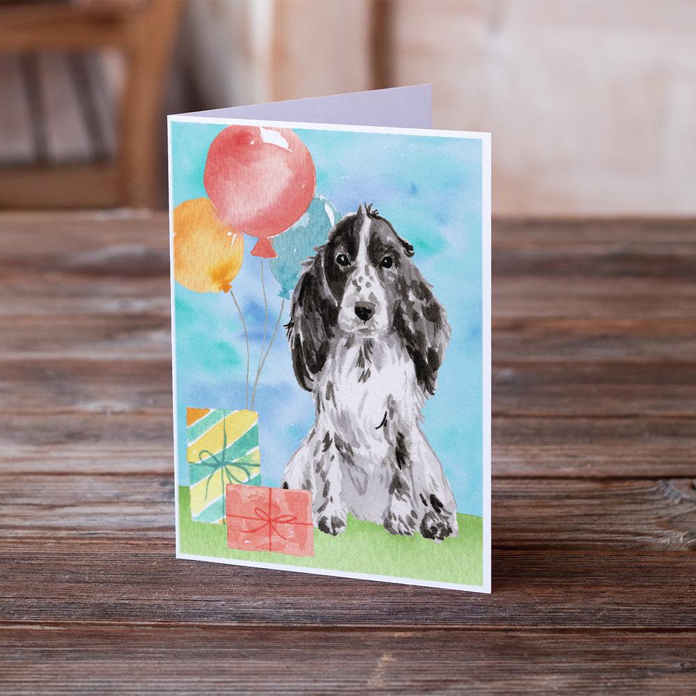 Happy Birthday Black Parti Cocker Spaniel Greeting Cards and Envelopes Pack of 8 - the-store.com