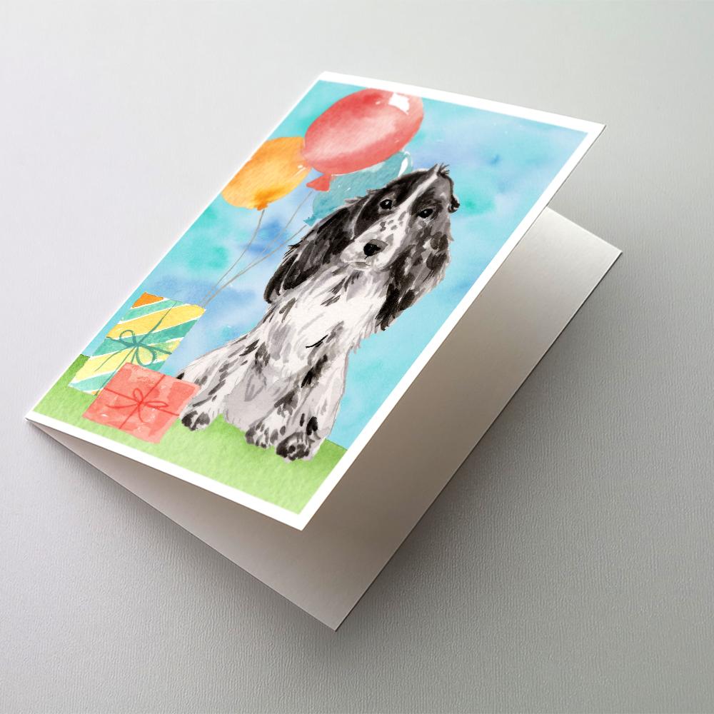 Buy this Happy Birthday Black Parti Cocker Spaniel Greeting Cards and Envelopes Pack of 8