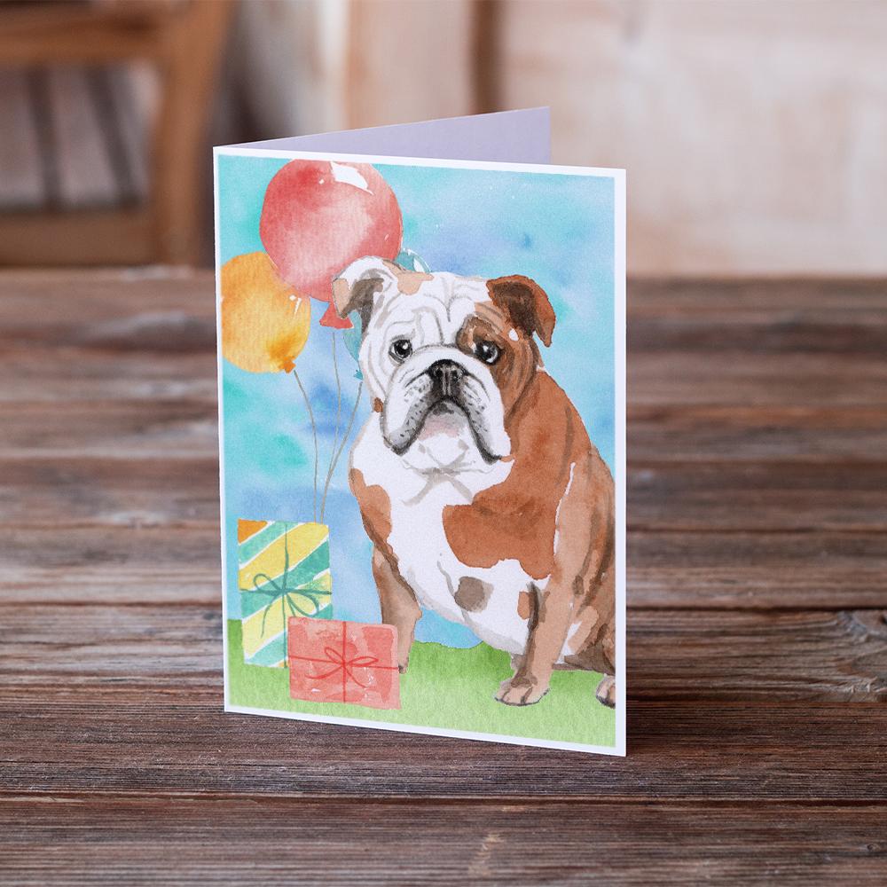 Buy this Happy Birthday English Bulldog Greeting Cards and Envelopes Pack of 8
