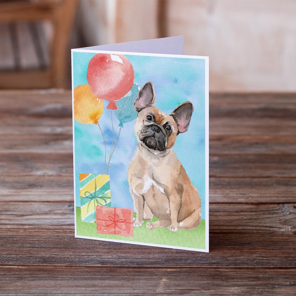 Happy Birthday Fawn French Bulldog Greeting Cards and Envelopes Pack of 8 - the-store.com