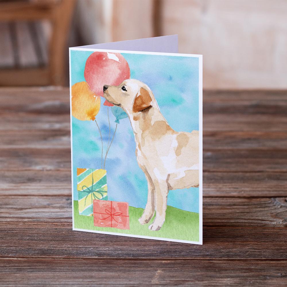 Happy Birthday Labrador Retriever Yellow Greeting Cards and Envelopes Pack of 8 - the-store.com