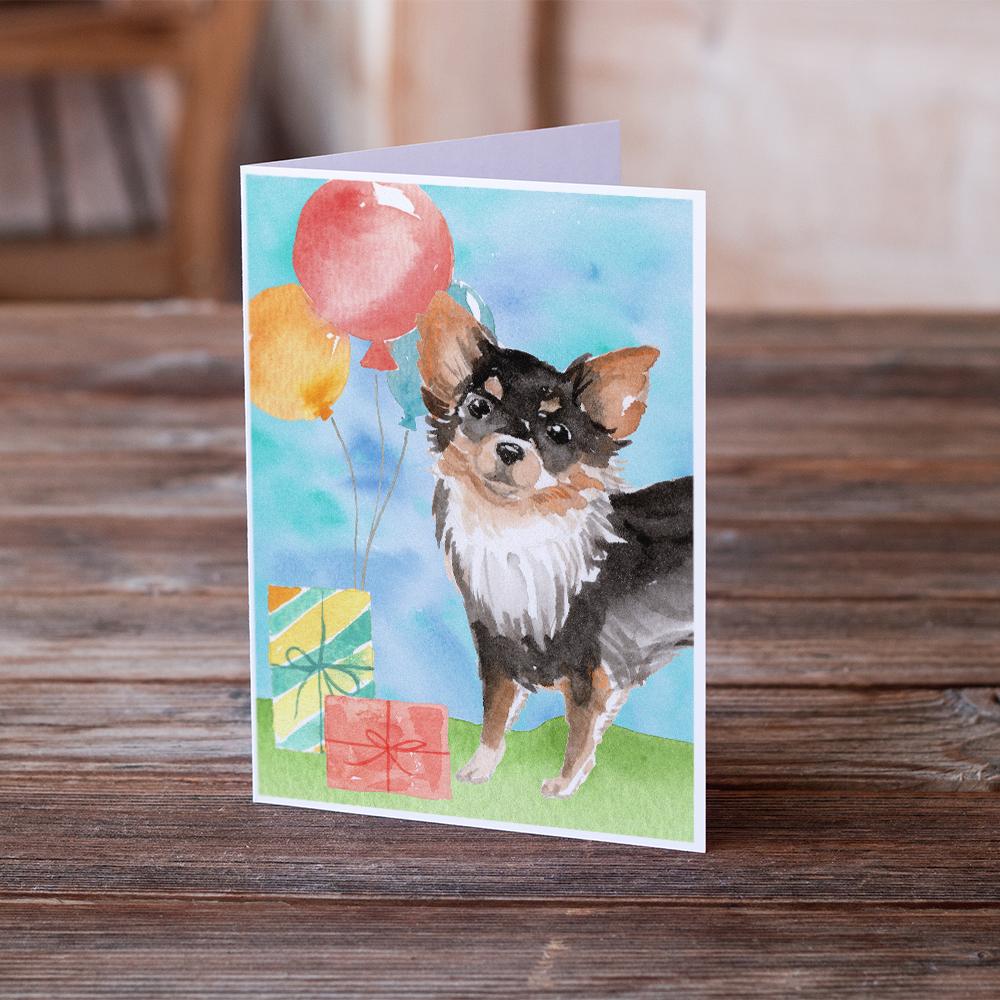 Happy Birthday Long Haired Chihuahua Greeting Cards and Envelopes Pack of 8 - the-store.com