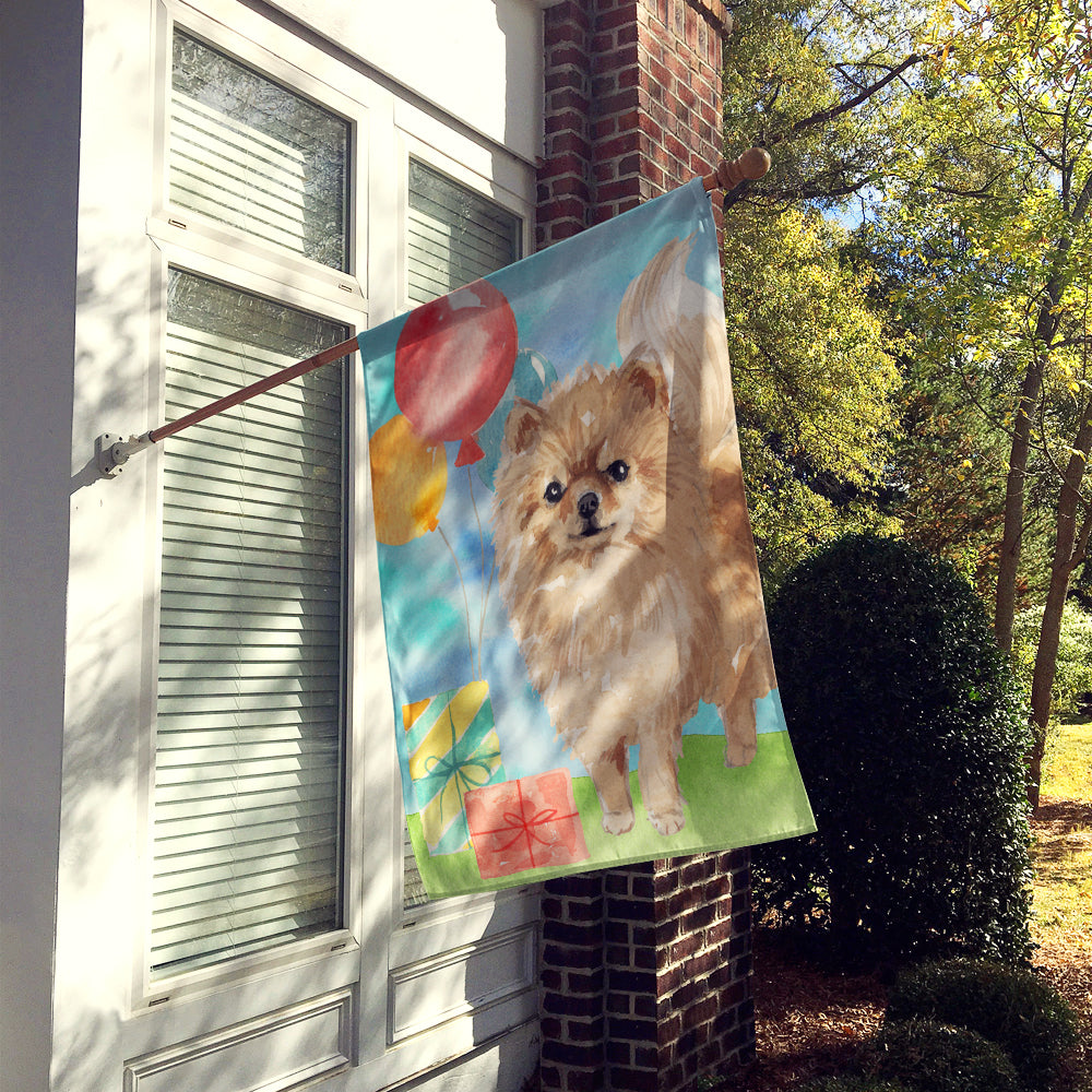 Happy Birthday Pomeranian Flag Canvas House Size CK3259CHF