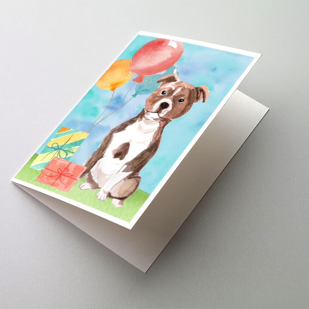 Buy this Happy Birthday Red Staffie Bull Greeting Cards and Envelopes Pack of 8