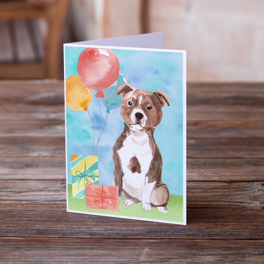 Buy this Happy Birthday Red Staffie Bull Greeting Cards and Envelopes Pack of 8
