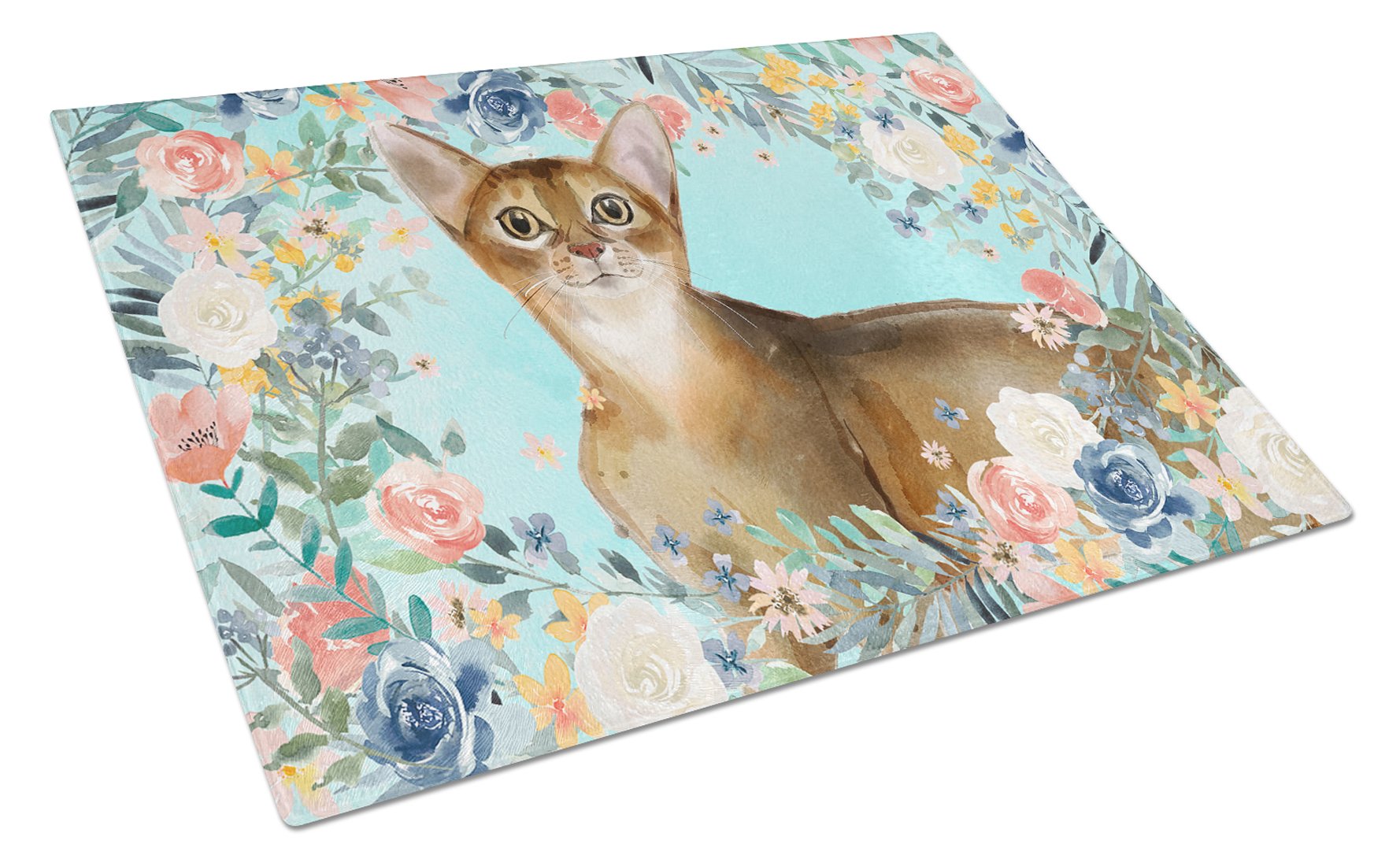 Abyssinian Spring Flowers Glass Cutting Board Large CK3386LCB by Caroline's Treasures