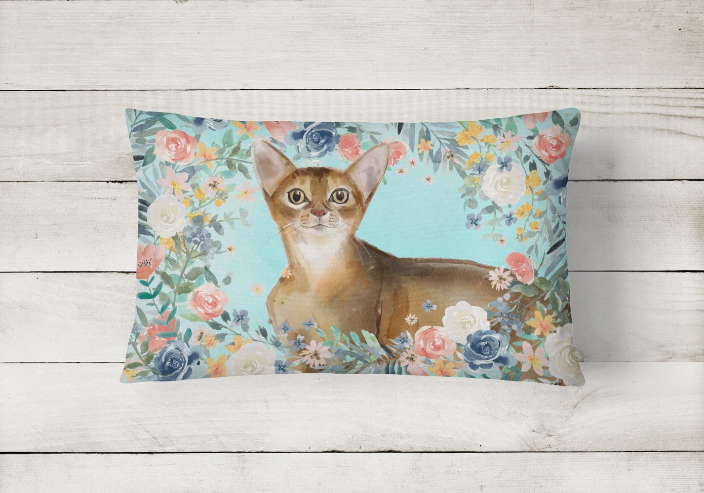 Abyssinian Spring Flowers Canvas Fabric Decorative Pillow CK3386PW1216 by Caroline's Treasures