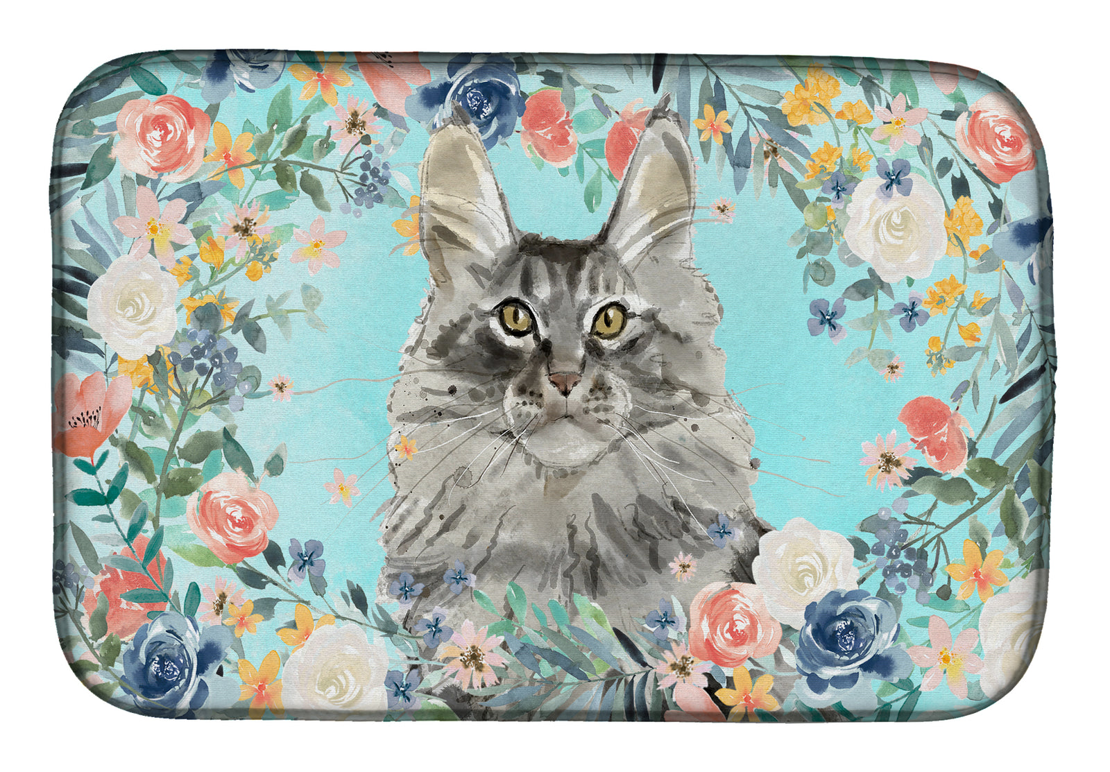 Maine Coon Spring Flowers Dish Drying Mat CK3393DDM