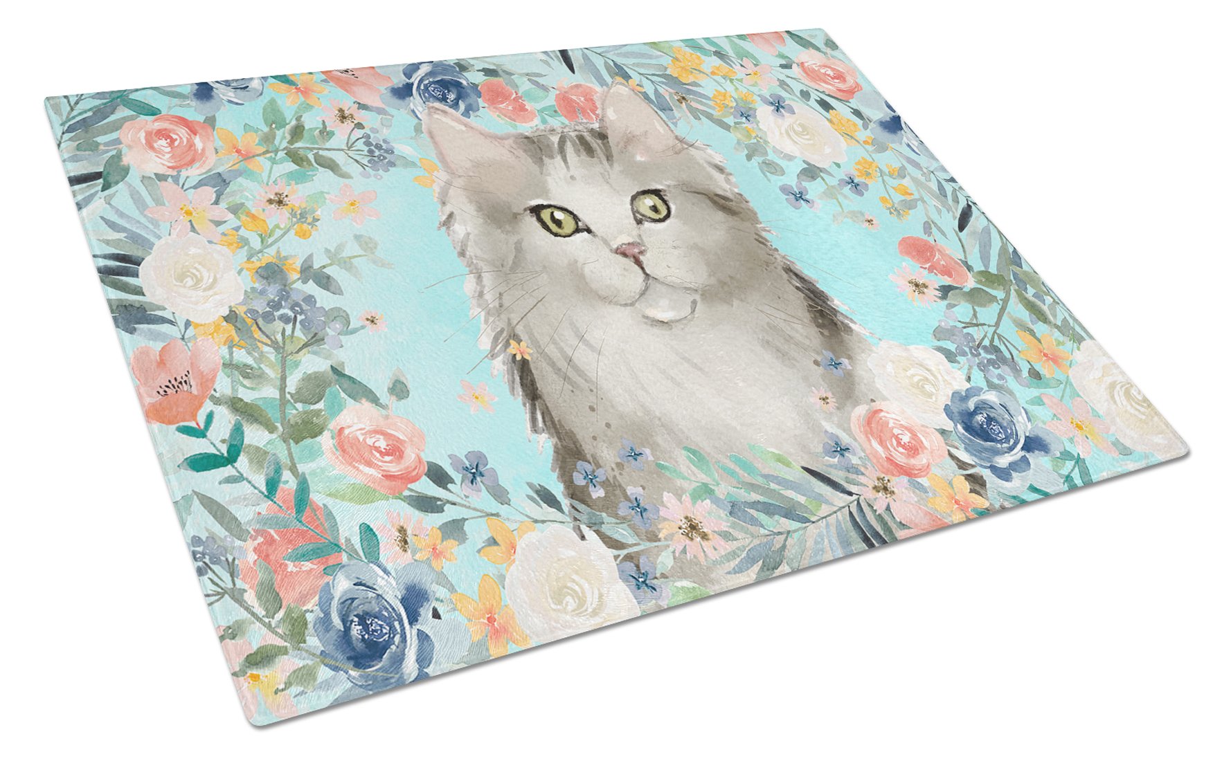 Ragamuffin Spring Flowers Glass Cutting Board Large CK3395LCB by Caroline's Treasures