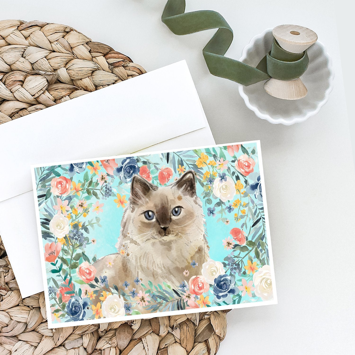 Buy this Ragdoll Spring Flowers Greeting Cards and Envelopes Pack of 8