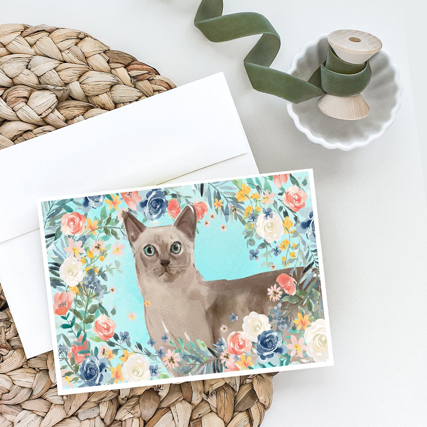 Tonkinese Spring Flowers Greeting Cards and Envelopes Pack of 8 - the-store.com