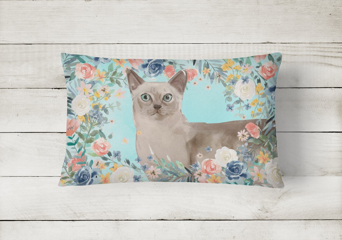 Tonkinese Spring Flowers Canvas Fabric Decorative Pillow CK3400PW1216 by Caroline's Treasures
