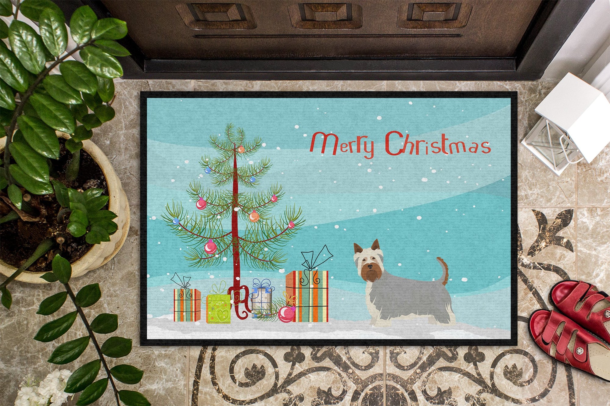 Australian Silky Terrier Christmas Tree Indoor or Outdoor Mat 24x36 CK3443JMAT by Caroline's Treasures