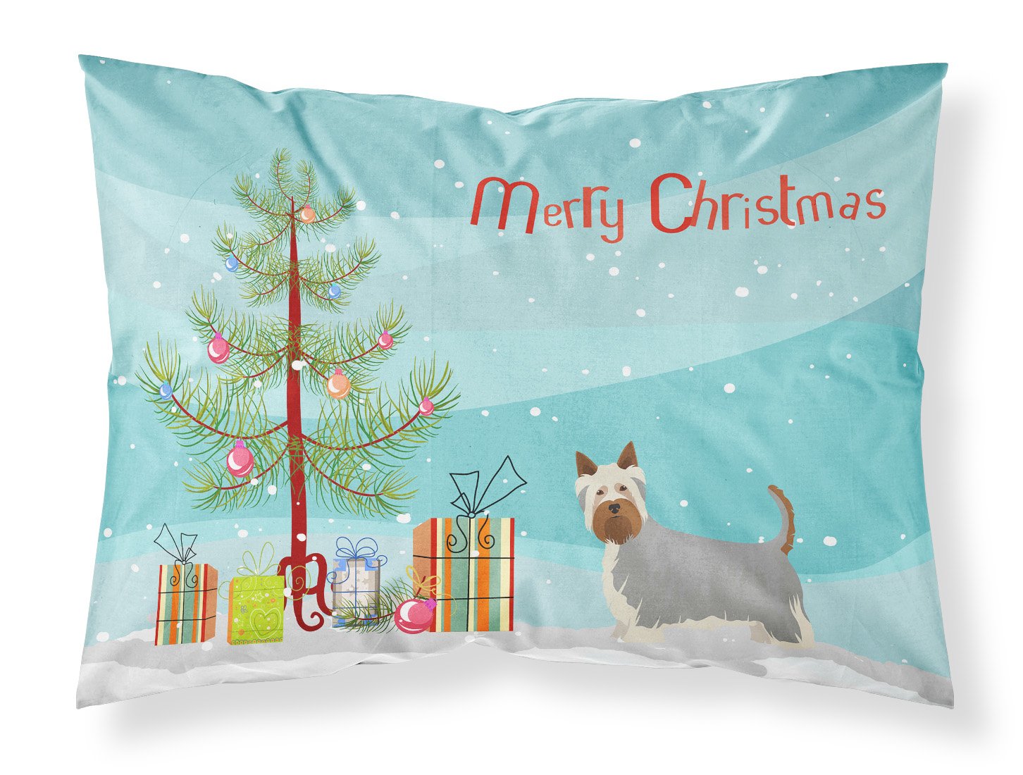 Australian Silky Terrier Christmas Tree Fabric Standard Pillowcase CK3443PILLOWCASE by Caroline's Treasures