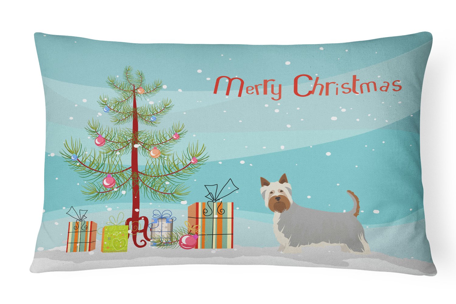 Australian Silky Terrier Christmas Tree Canvas Fabric Decorative Pillow CK3443PW1216 by Caroline's Treasures