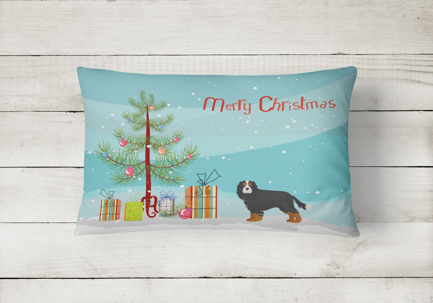 Cavalier King Charles Spaniel Tricolor Christmas Tree Canvas Fabric Decorative Pillow CK3446PW1216 by Caroline's Treasures