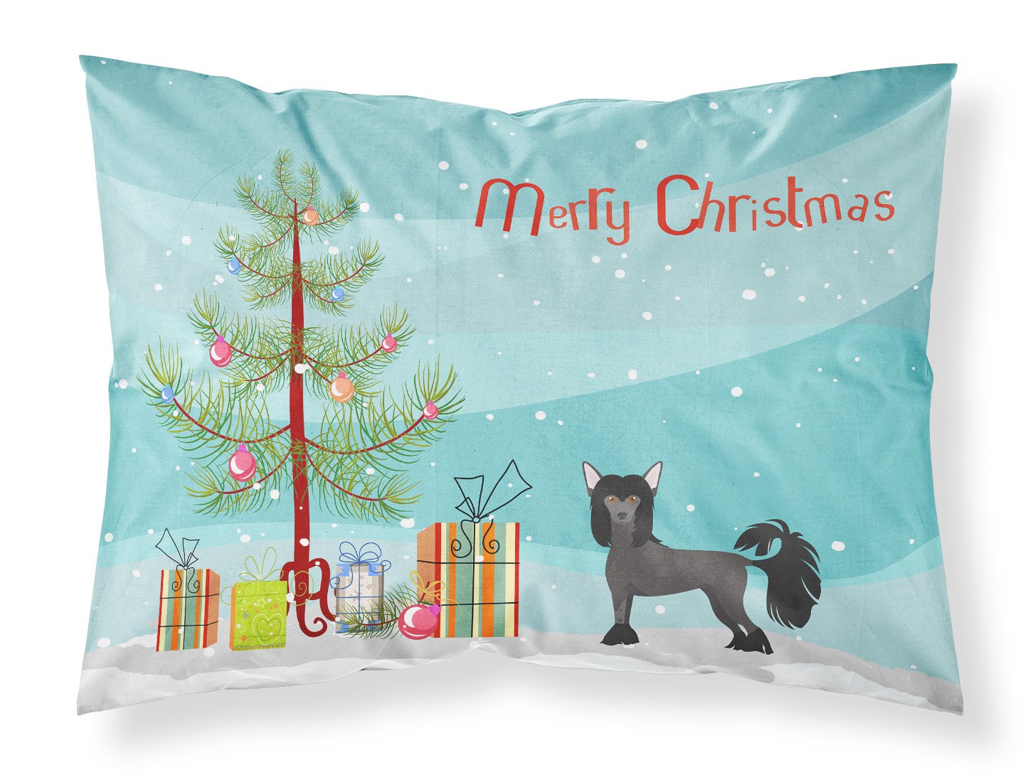 Chinese Crested Christmas Tree Fabric Standard Pillowcase CK3447PILLOWCASE by Caroline's Treasures