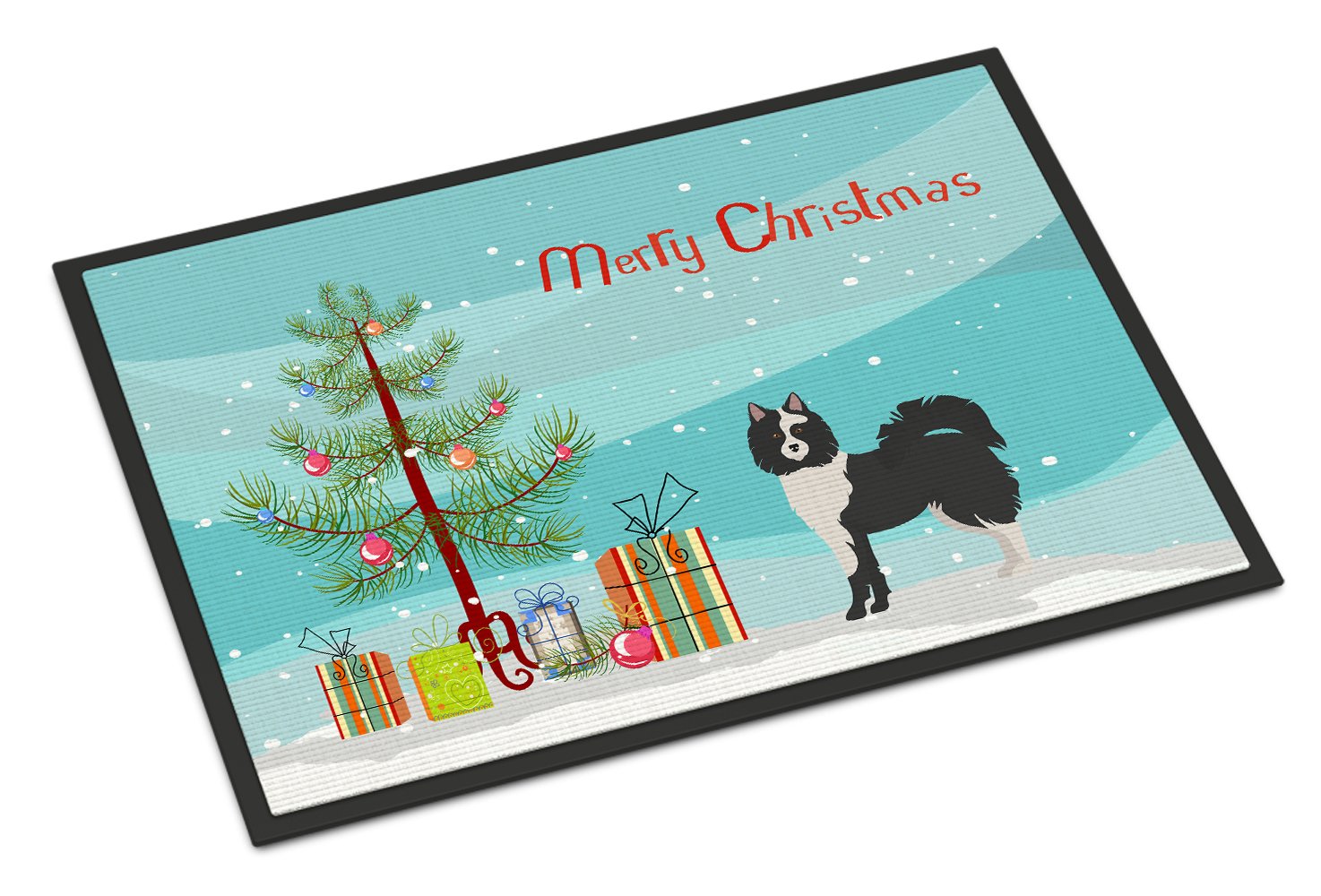 Black and White Elo dog Christmas Tree Indoor or Outdoor Mat 24x36 CK3452JMAT by Caroline's Treasures
