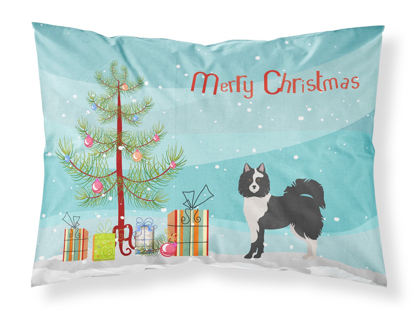 Black and White Elo dog Christmas Tree Fabric Standard Pillowcase CK3452PILLOWCASE by Caroline's Treasures