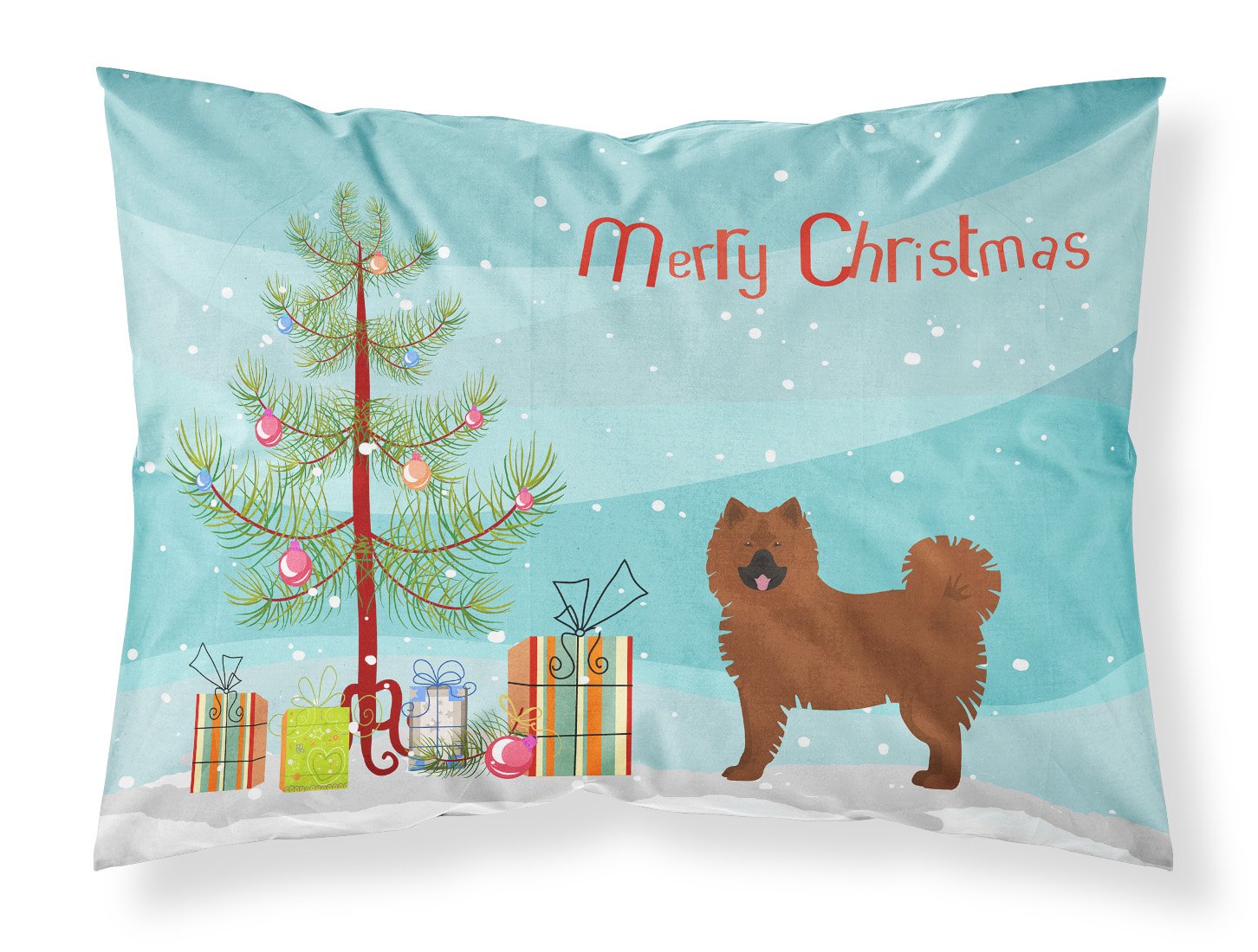 Eurasier or Eurasian dog Christmas Tree Fabric Standard Pillowcase CK3454PILLOWCASE by Caroline's Treasures