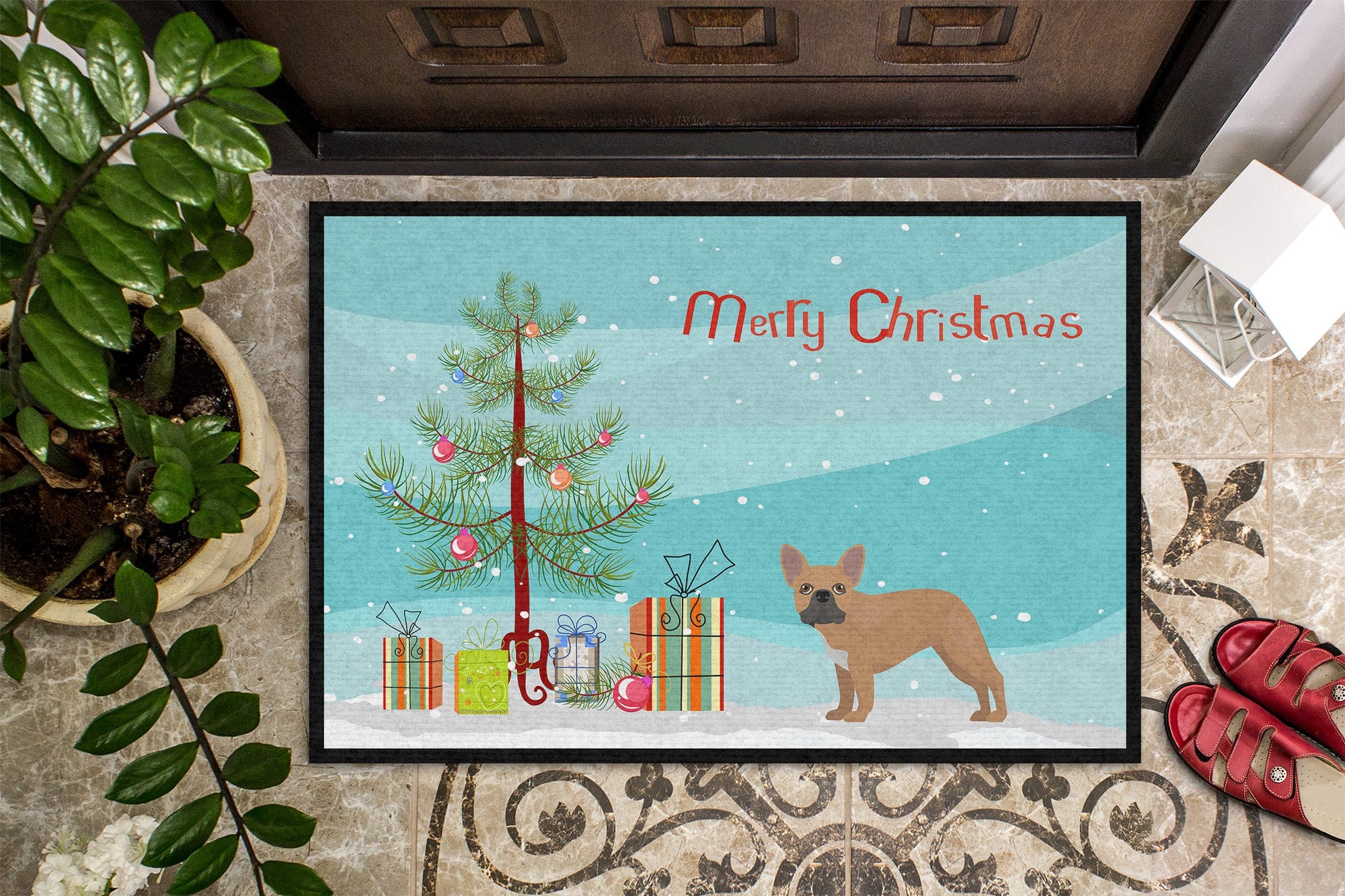 French Bulldog Christmas Tree Indoor or Outdoor Mat 24x36 CK3455JMAT by Caroline's Treasures