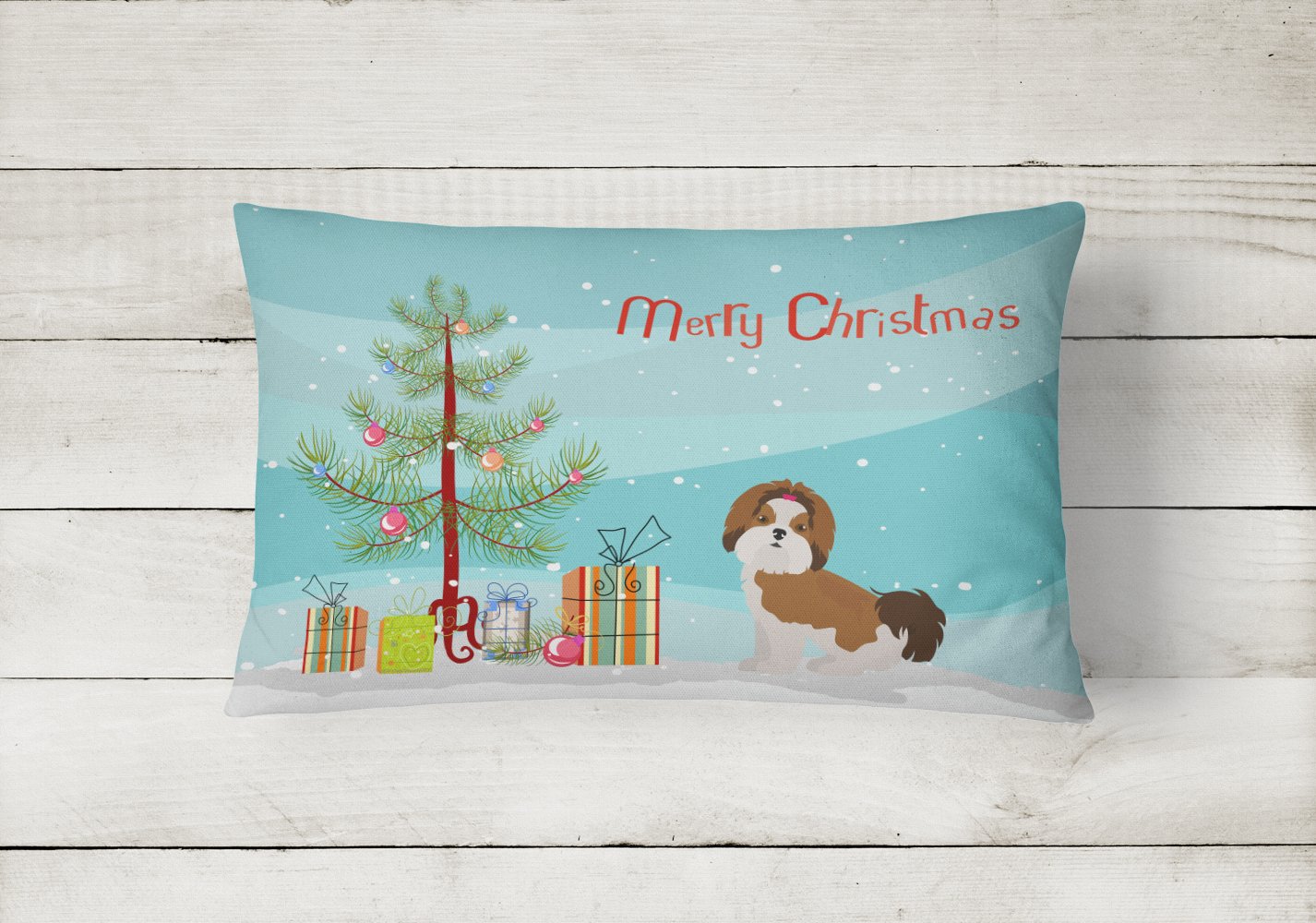 Imperial Shih Tzu Christmas Tree Canvas Fabric Decorative Pillow CK3459PW1216 by Caroline's Treasures