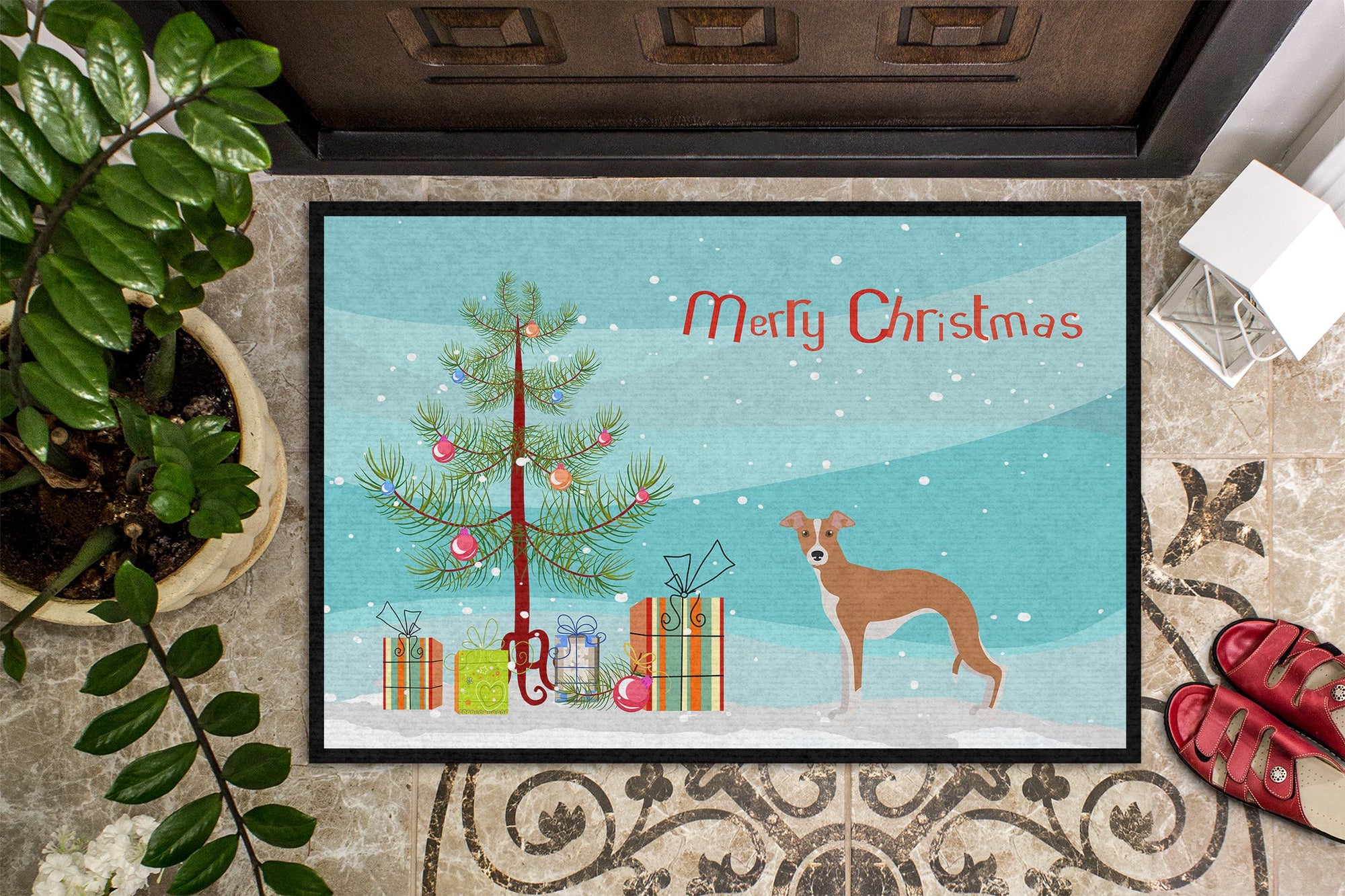 Italian Greyhound Christmas Tree Indoor or Outdoor Mat 24x36 CK3460JMAT by Caroline's Treasures