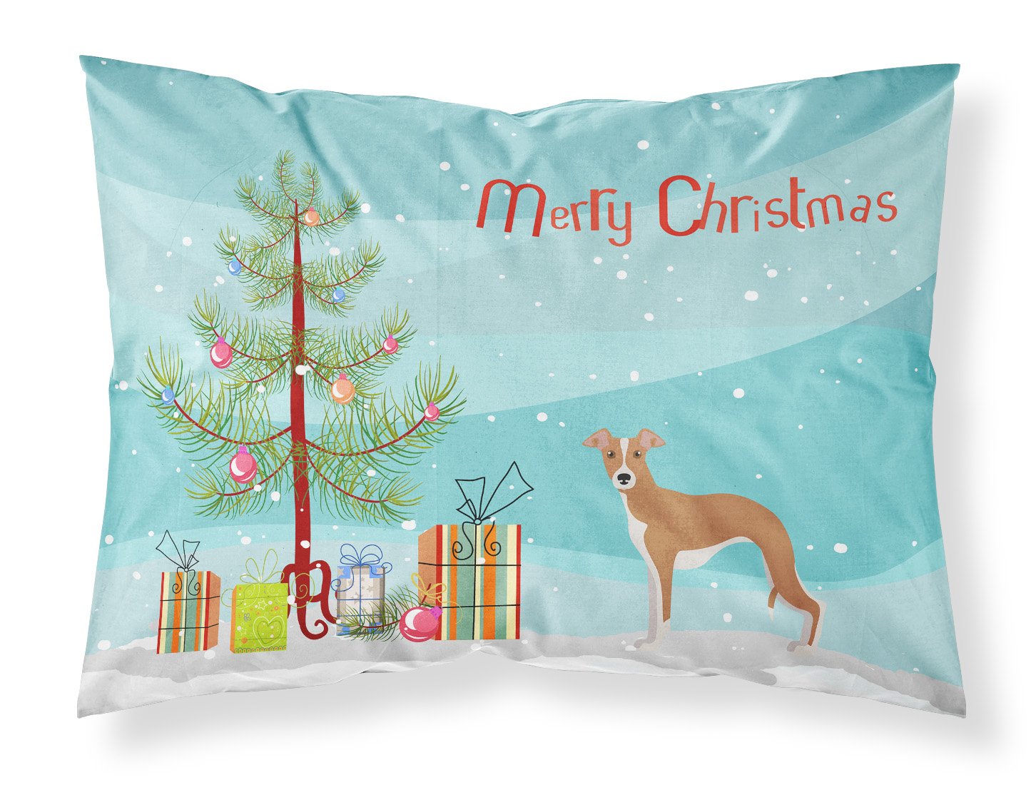 Italian Greyhound Christmas Tree Fabric Standard Pillowcase CK3460PILLOWCASE by Caroline's Treasures