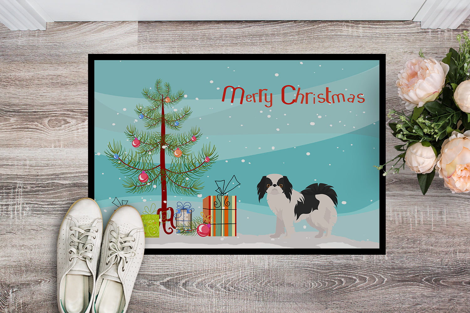 Japanese Chin Christmas Tree Indoor or Outdoor Mat 18x27 CK3462MAT - the-store.com