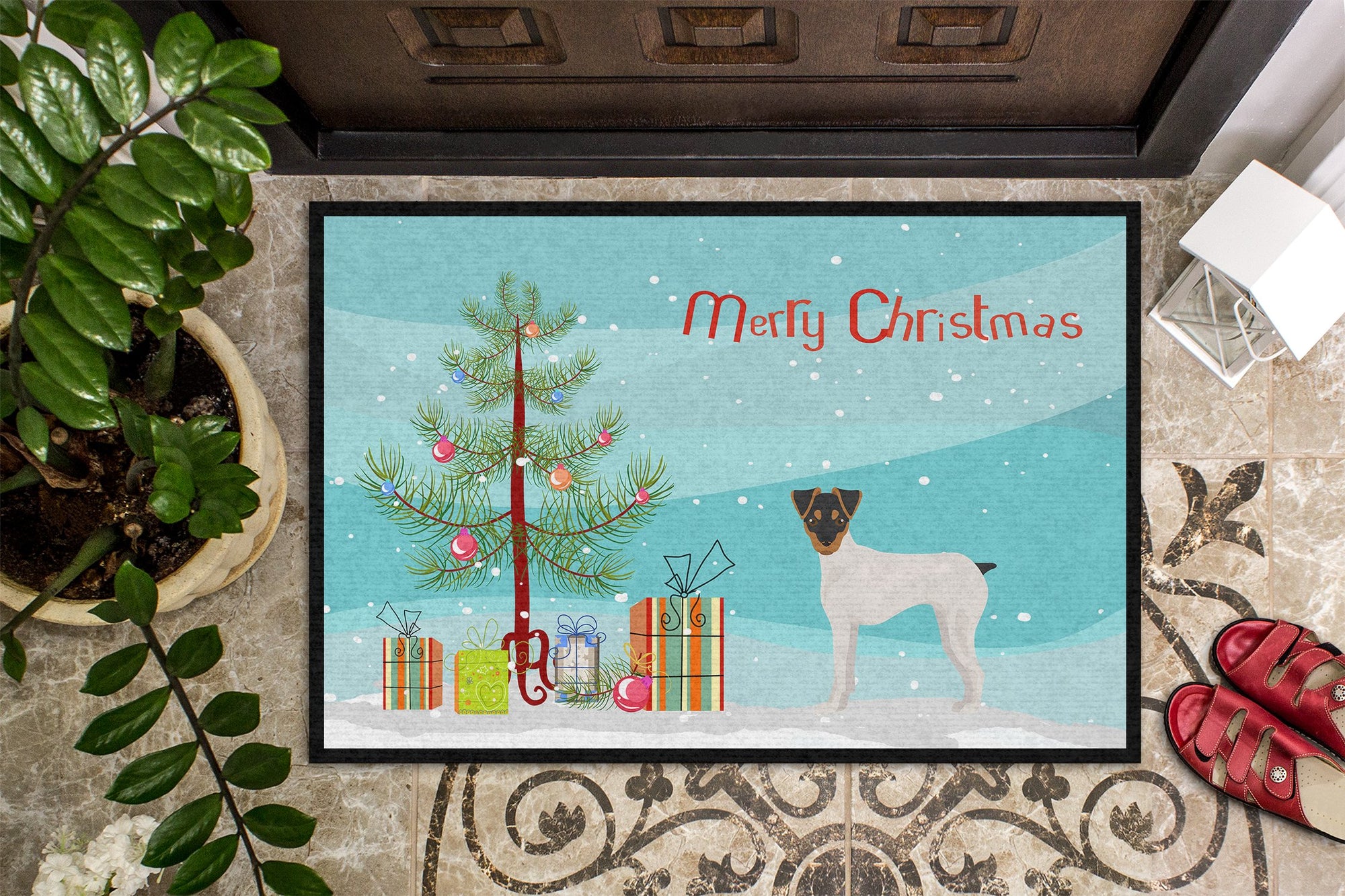 Japanese Terrier Christmas Tree Indoor or Outdoor Mat 24x36 CK3464JMAT by Caroline's Treasures