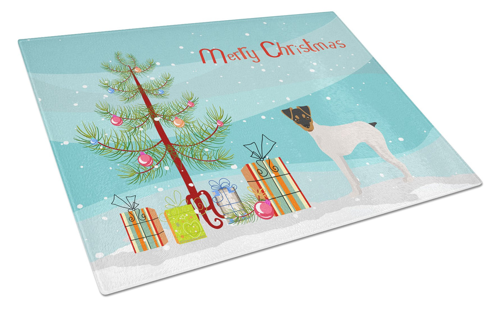 Japanese Terrier Christmas Tree Glass Cutting Board Large CK3464LCB by Caroline's Treasures