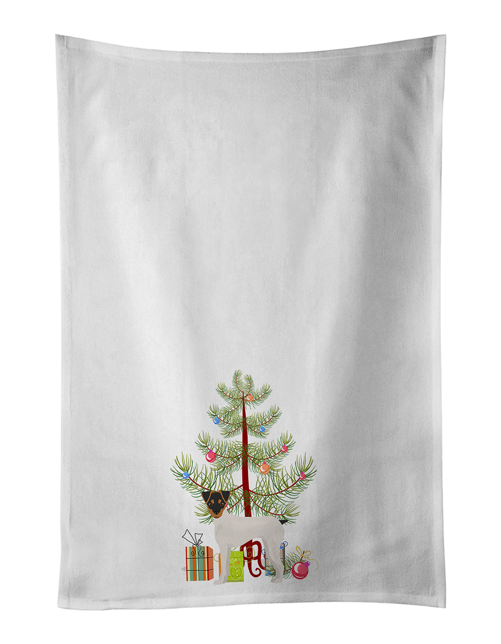 Buy this Japanese Terrier Christmas Tree White Kitchen Towel Set of 2
