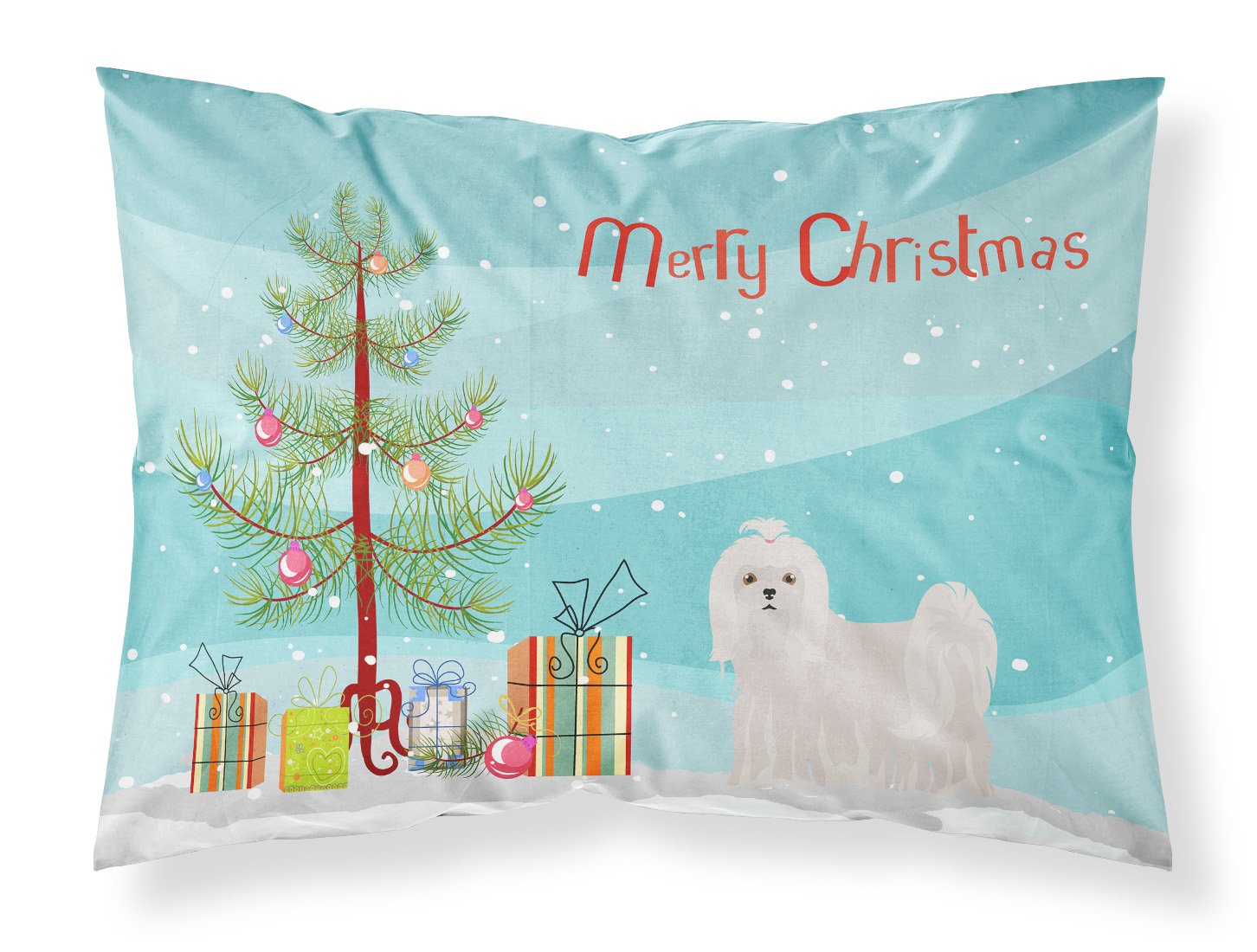 Maltese Christmas Tree Fabric Standard Pillowcase CK3471PILLOWCASE by Caroline's Treasures