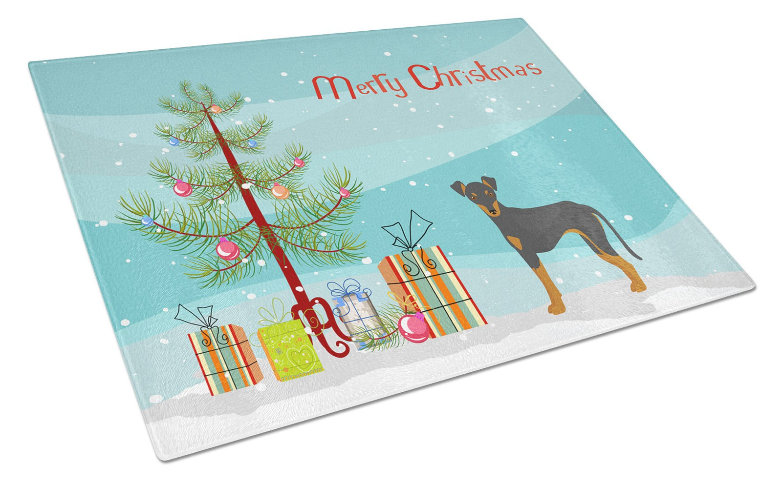 Manchester Terrier Christmas Tree Glass Cutting Board Large CK3472LCB by Caroline's Treasures