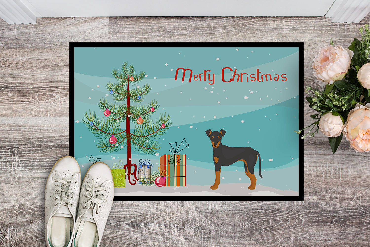 Manchester Terrier Christmas Tree Indoor or Outdoor Mat 18x27 CK3472MAT - the-store.com