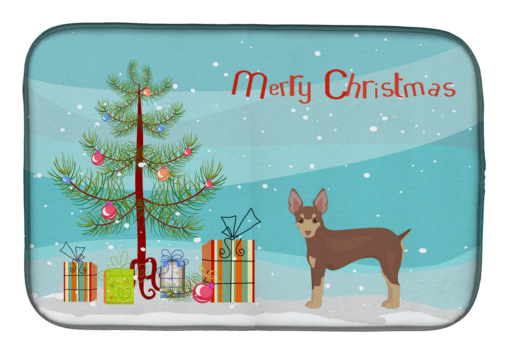 Miniature Fox Terrier Christmas Tree Dish Drying Mat CK3474DDM