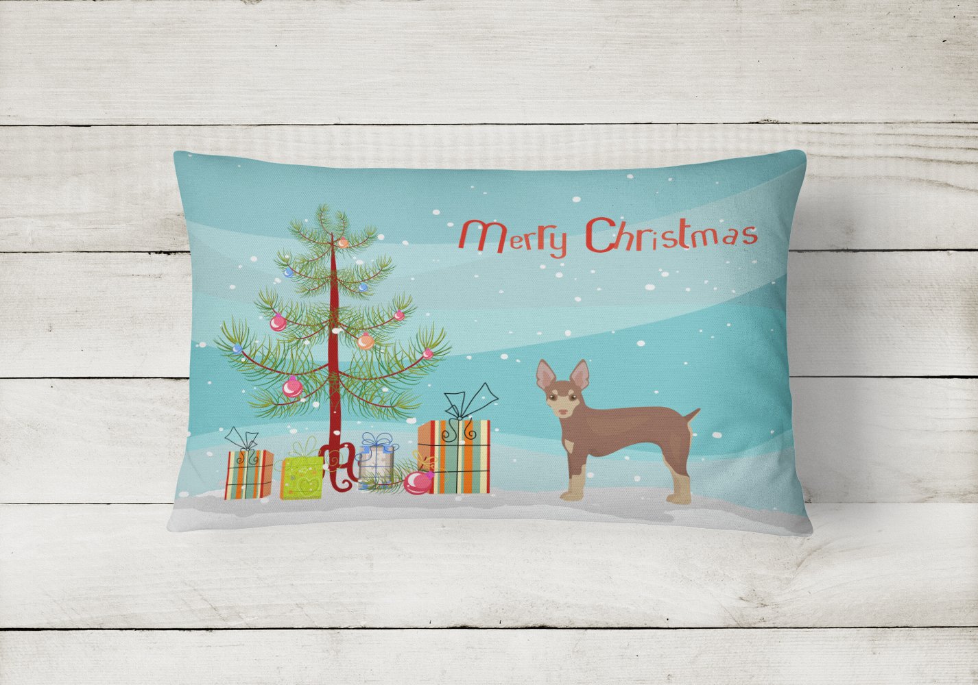 Miniature Fox Terrier Christmas Tree Canvas Fabric Decorative Pillow CK3474PW1216 by Caroline's Treasures