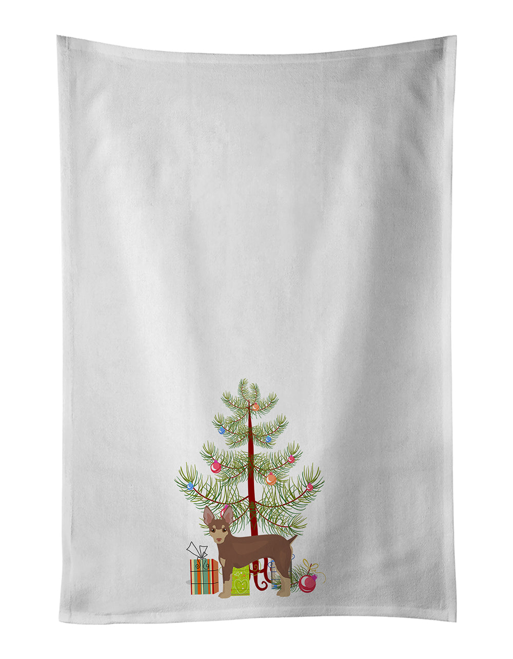 Buy this Miniature Fox Terrier Christmas Tree White Kitchen Towel Set of 2