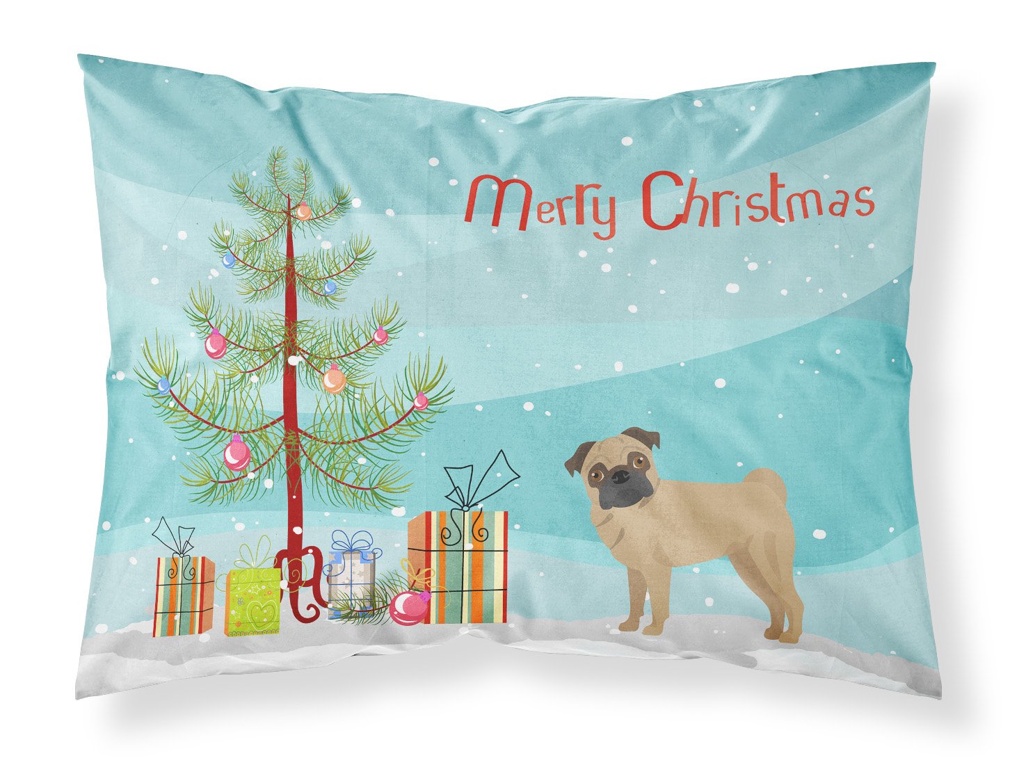 Pug Christmas Tree Fabric Standard Pillowcase CK3481PILLOWCASE by Caroline's Treasures