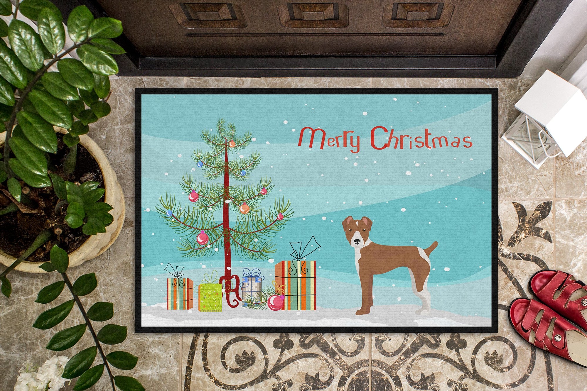 Rat Terrier Christmas Tree Indoor or Outdoor Mat 24x36 CK3482JMAT by Caroline's Treasures